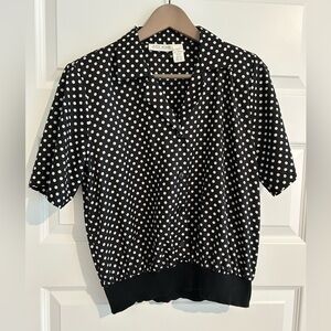 Judy Bond Vintage Polka Dot Blouse Black White Size 10